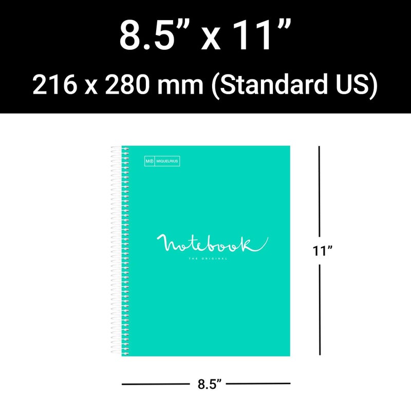 Miquelrius Miquel Rius M Emotions 1 Subject Notebook, Lined 11"" x 8.5"", 80 Sheets Heavy Weight Paper, 3 Hole Punched, Micro-Perforated, Turquoise Board Cover, Blue - Image 2